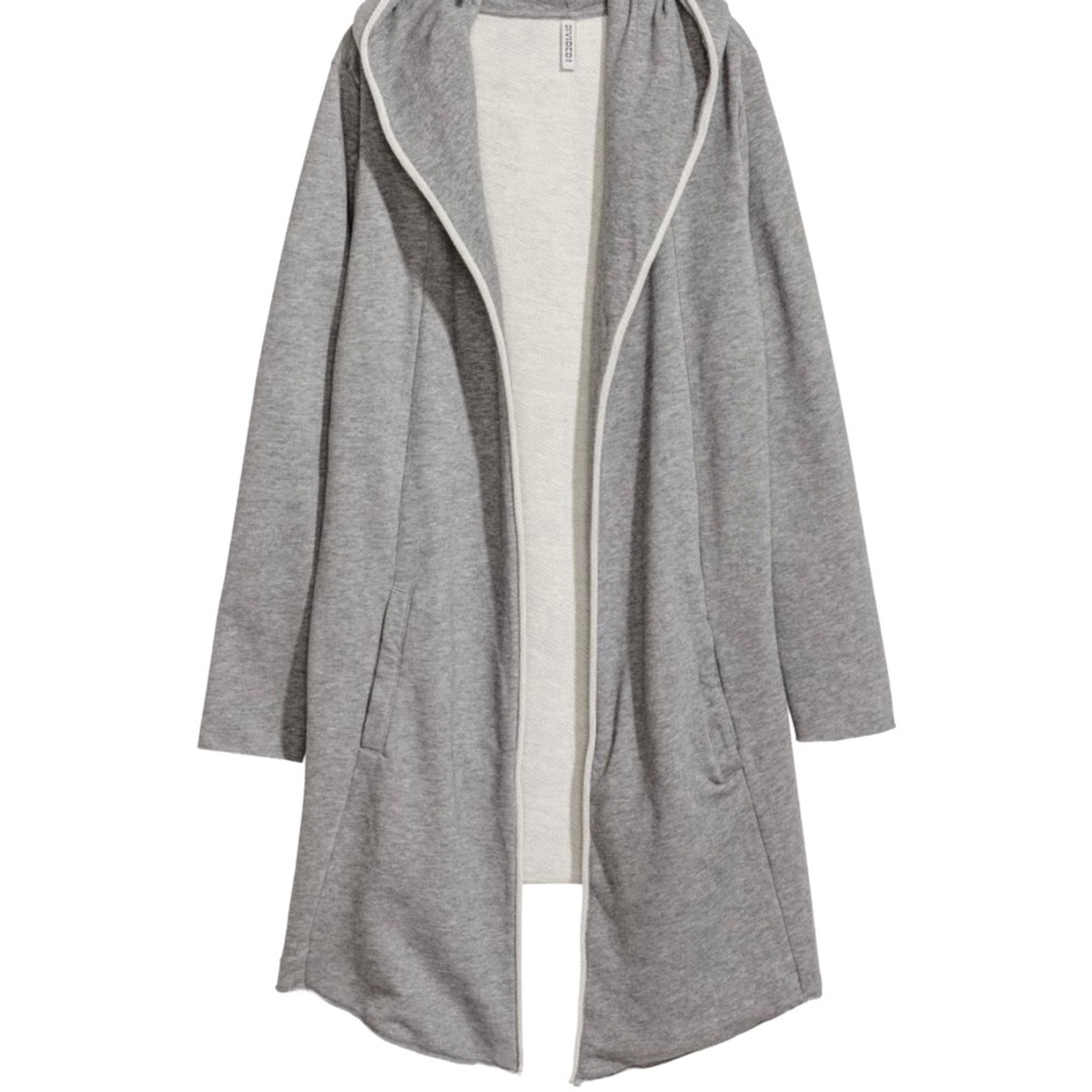 NWOT H&M Women’s Grey Large Open Front Hooded Sweatshirt Cardigan